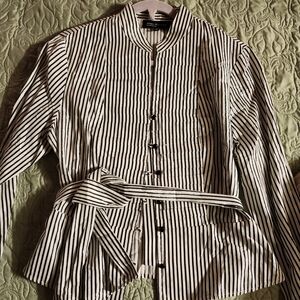 Jones of New York Zara Black and White Striped Blouse